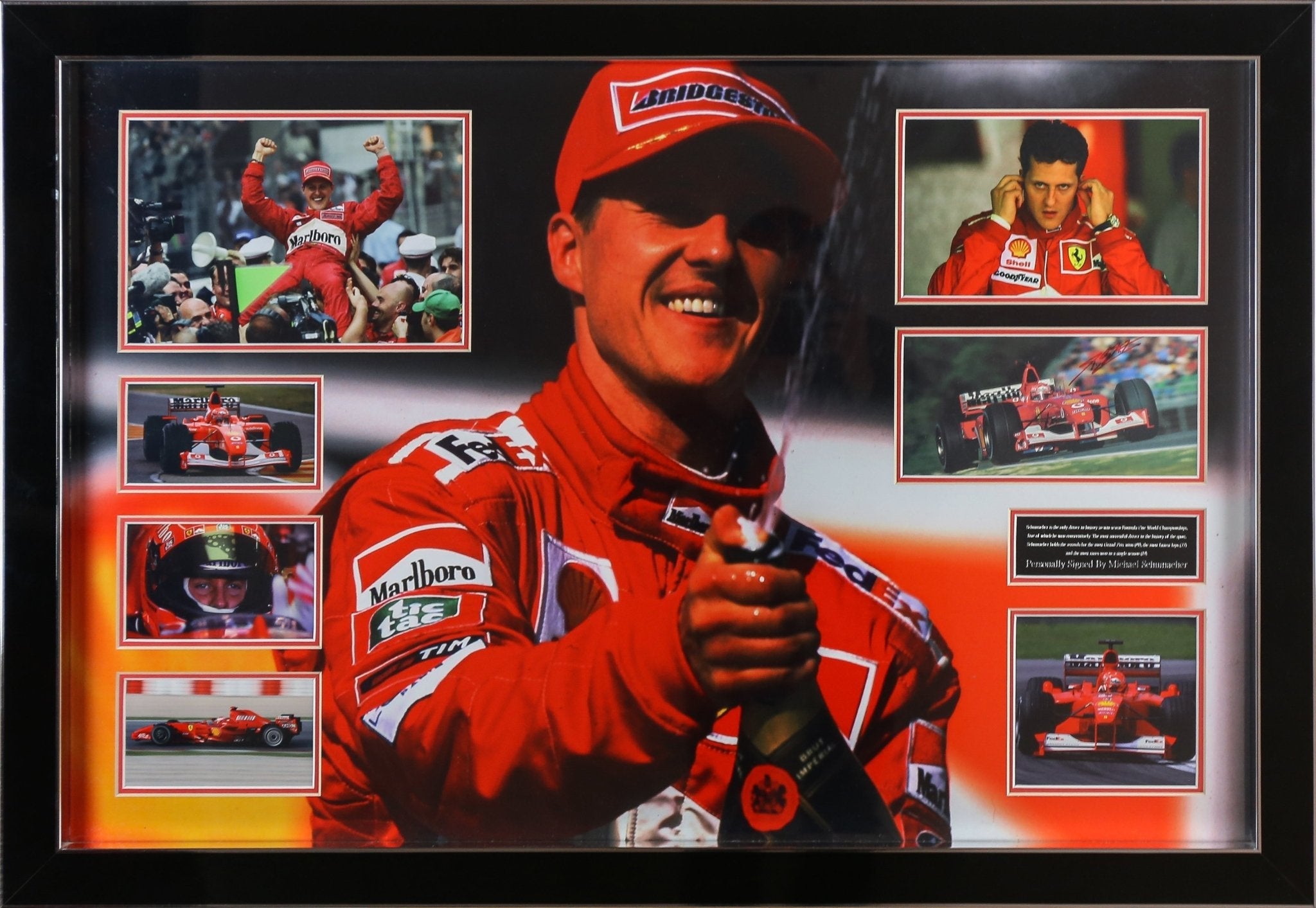 Michael Schumacher Signed 6x12 Card Framed Display - Memorabilia Framers Shop